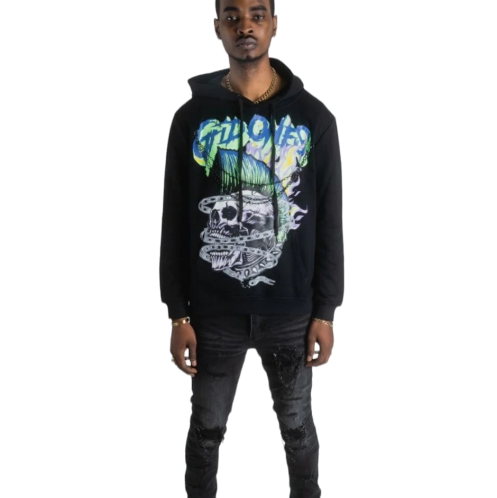 Gftd La Gh Charlie Skull Hoodie Black